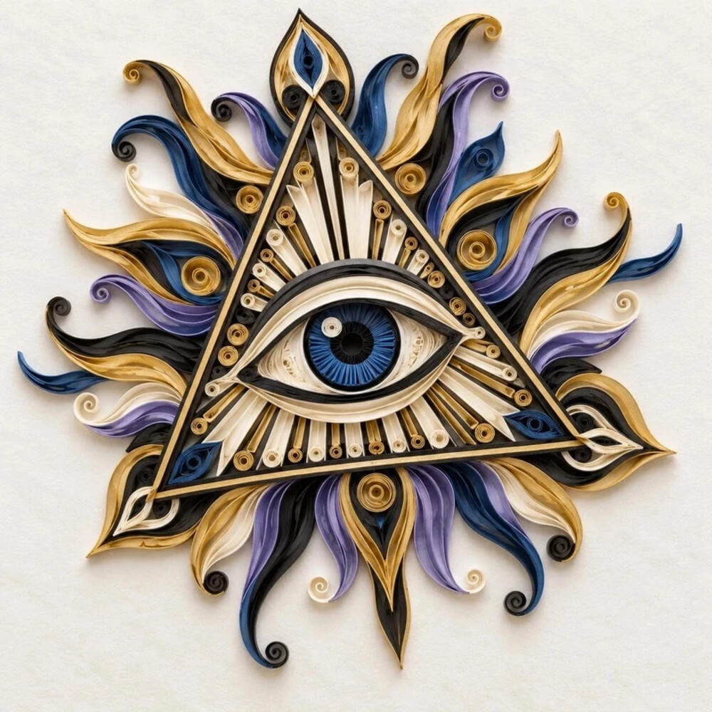 8x8 Framed All Seeing Eye Quilling Art Print